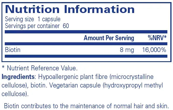 Biotin 8 mg - 60 capsules