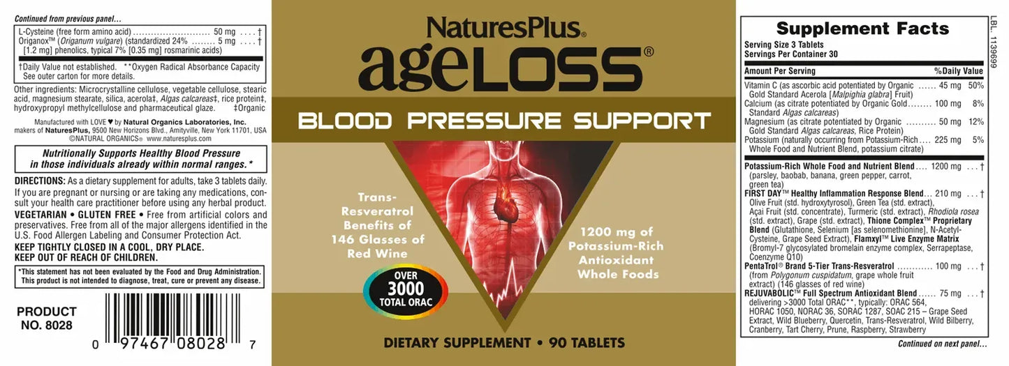 AgeLoss® Blood Pressure Support - 90 Tablets