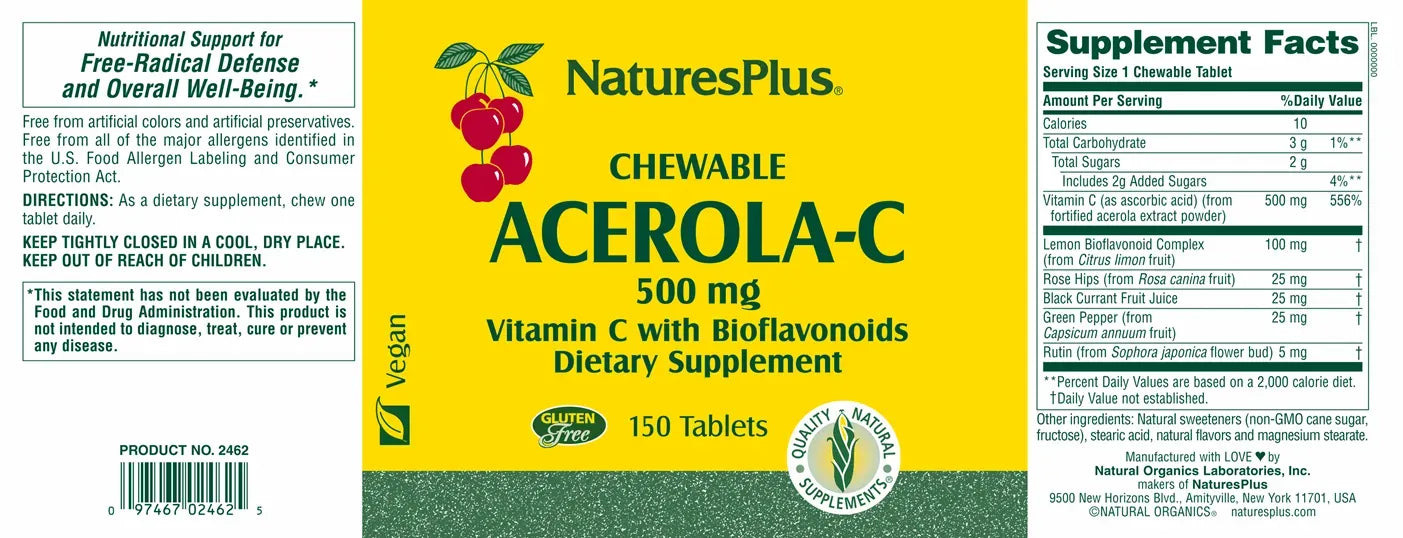 Acerola-C 500 mg Vitamin C - 90 Lozenges