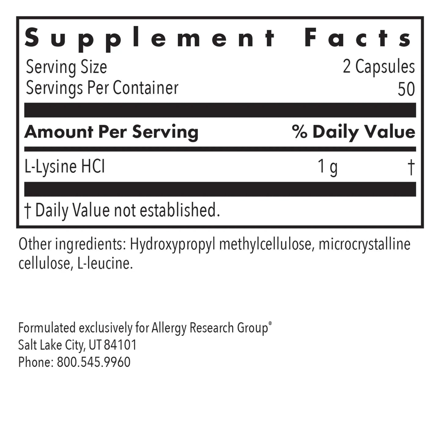 L-Lysine - 100 capsules