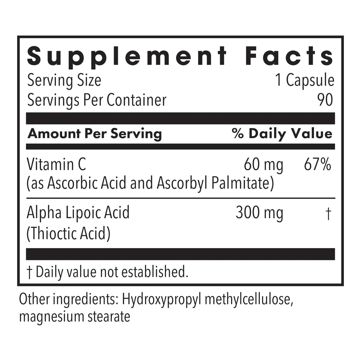 Alpha Lipoic Acid 300mg - 90 capsules