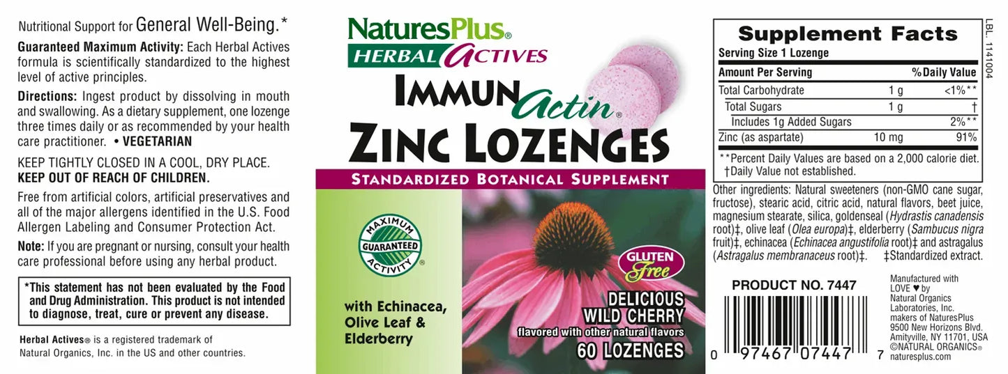ImmunActin® Zinc Lozenges - 60 lozenges