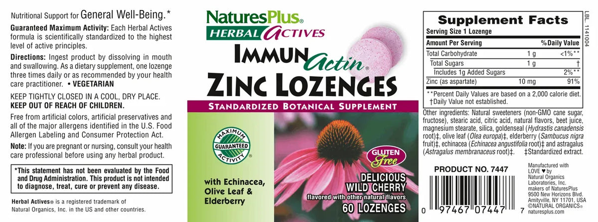 ImmunActin® Zinc Lozenges - 60 lozenges