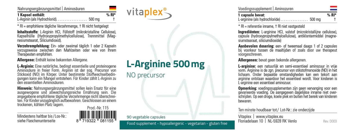 L-Arginine - 90 capsules