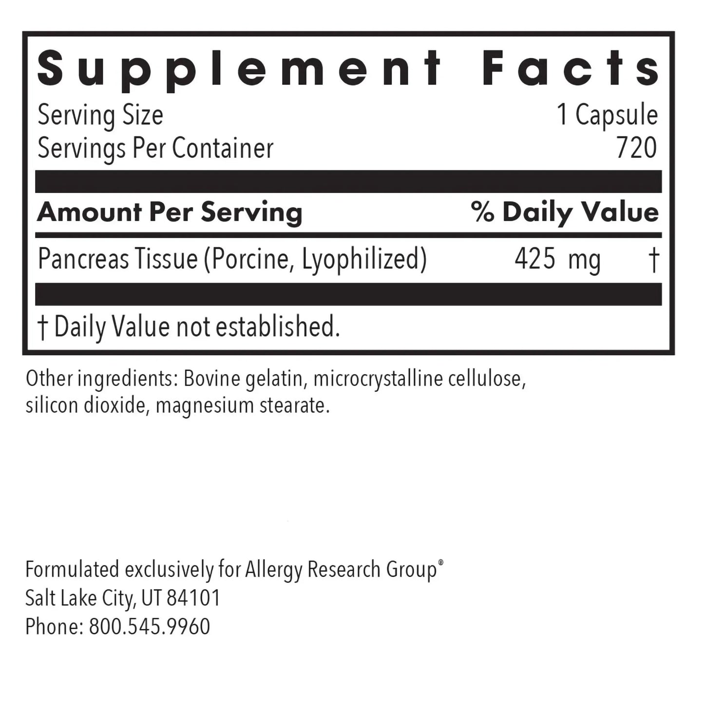 Pancreas Pork - 720 capsules