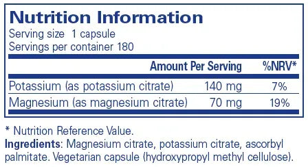 Potassium Magnesium (citrate) - 180 capsules