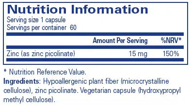 Zinc 15 - 60 capsules
