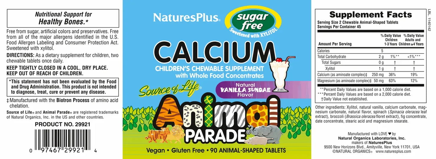 Animal Parade® Sugar-Free Calcium - 90 Tablets