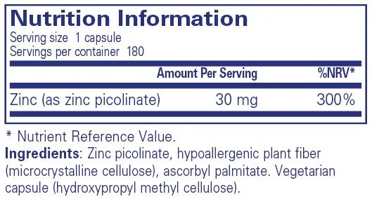 Zinc 30 - 180 capsules