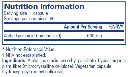 Alpha Lipoic Acid - 60 capsules
