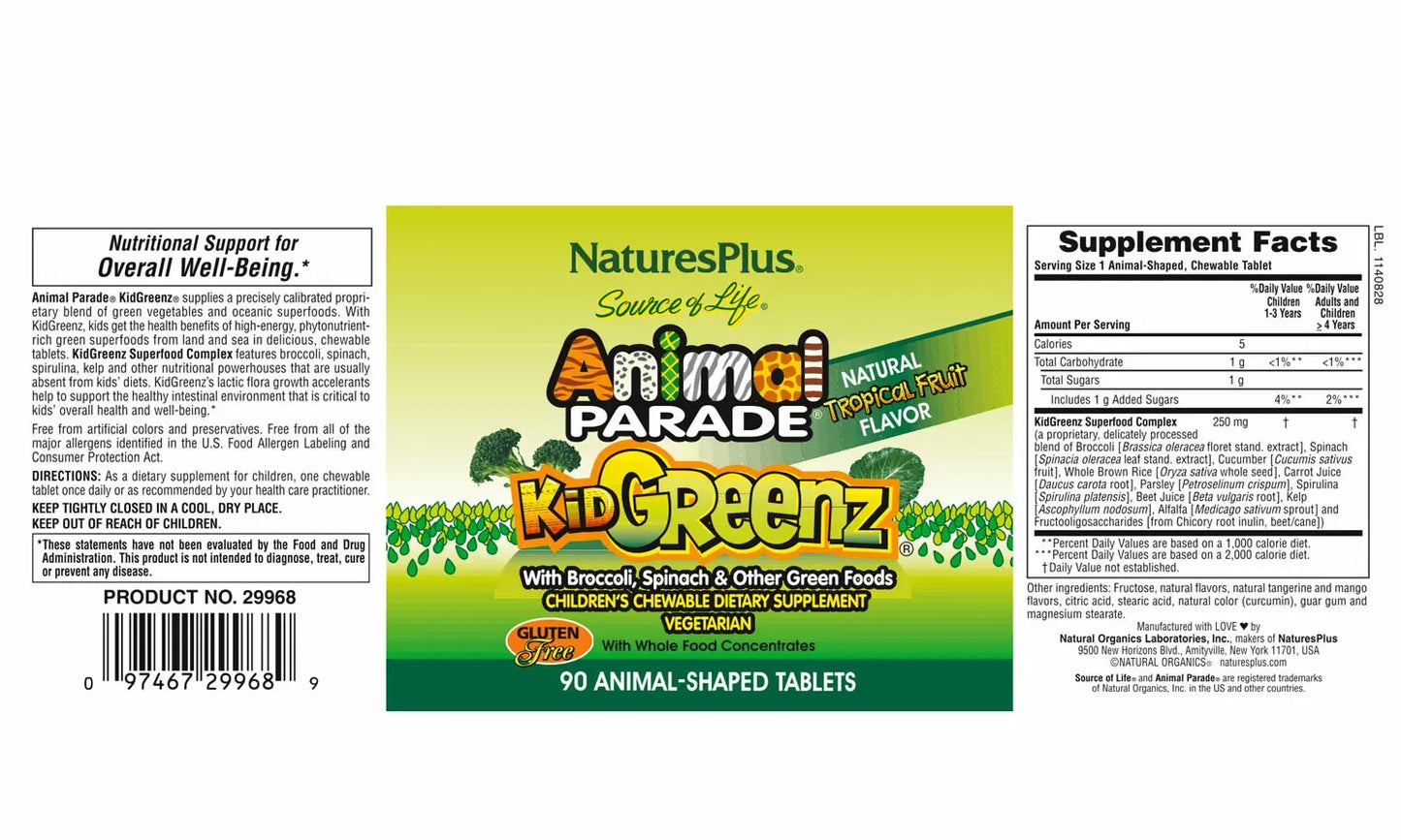 Animal Parade® KidGreenz - 90 chewables