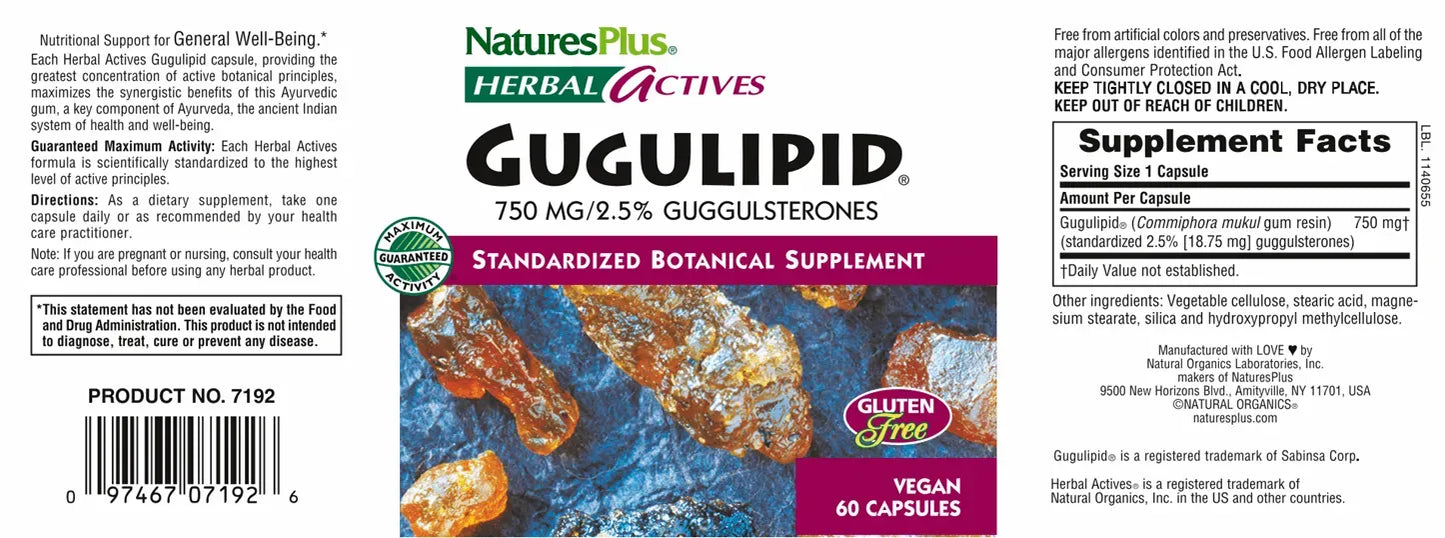 Gugulipid® 750 mg - 60 Capsules