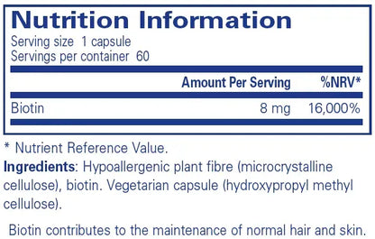 Biotin 8 mg - 60 capsules