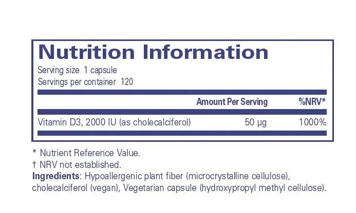Vitamin D3 Vegan 2,000 IU - 120 capsules