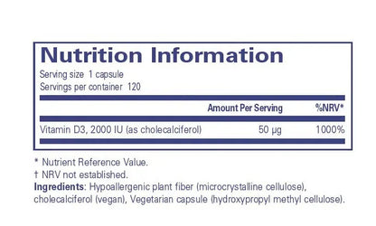 Vitamin D3 Vegan 2,000 IU - 120 capsules
