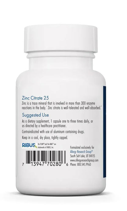 Zinc Citrate 25 - 60 capsules