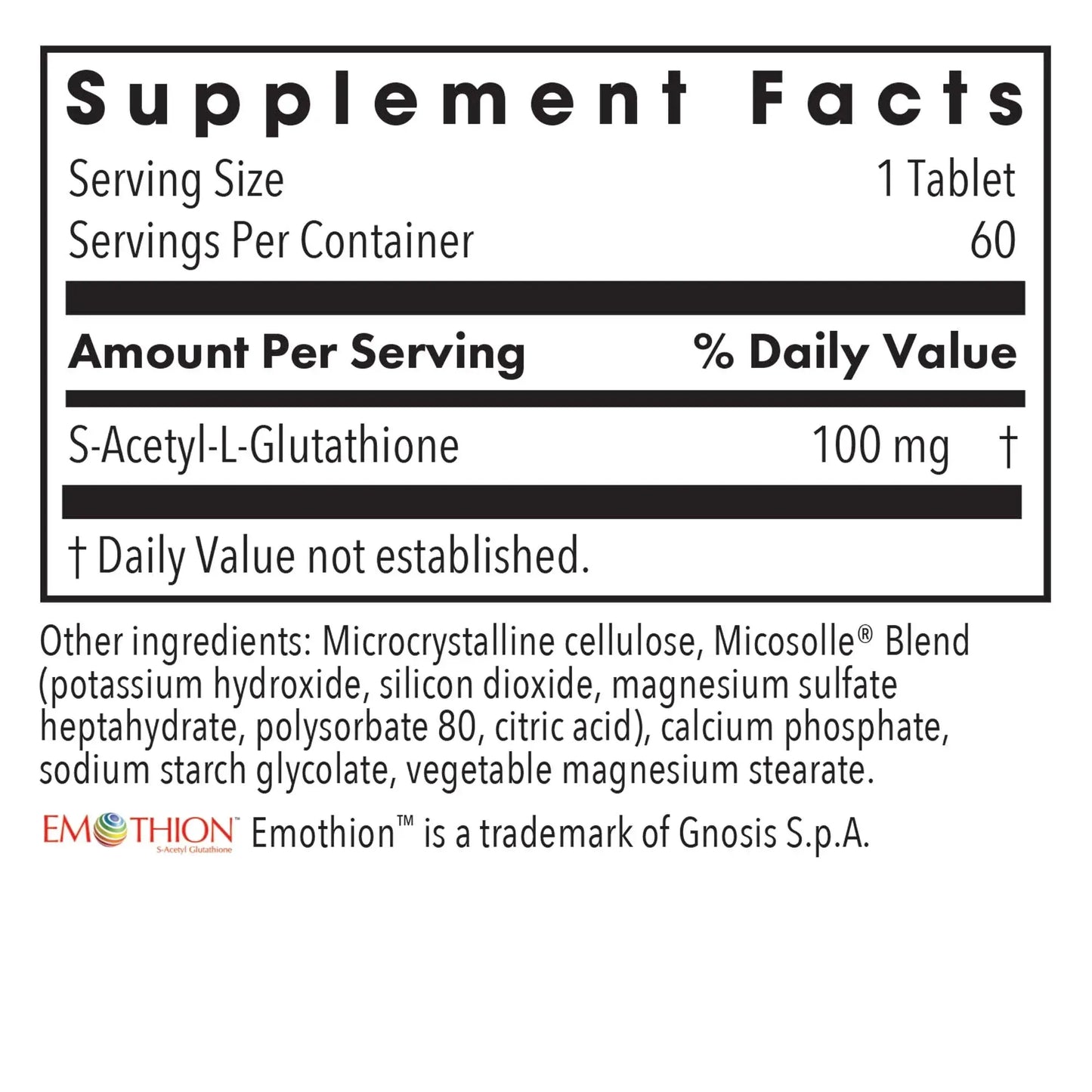 Acetyl-Glutathione 100 mg - 60 tablets