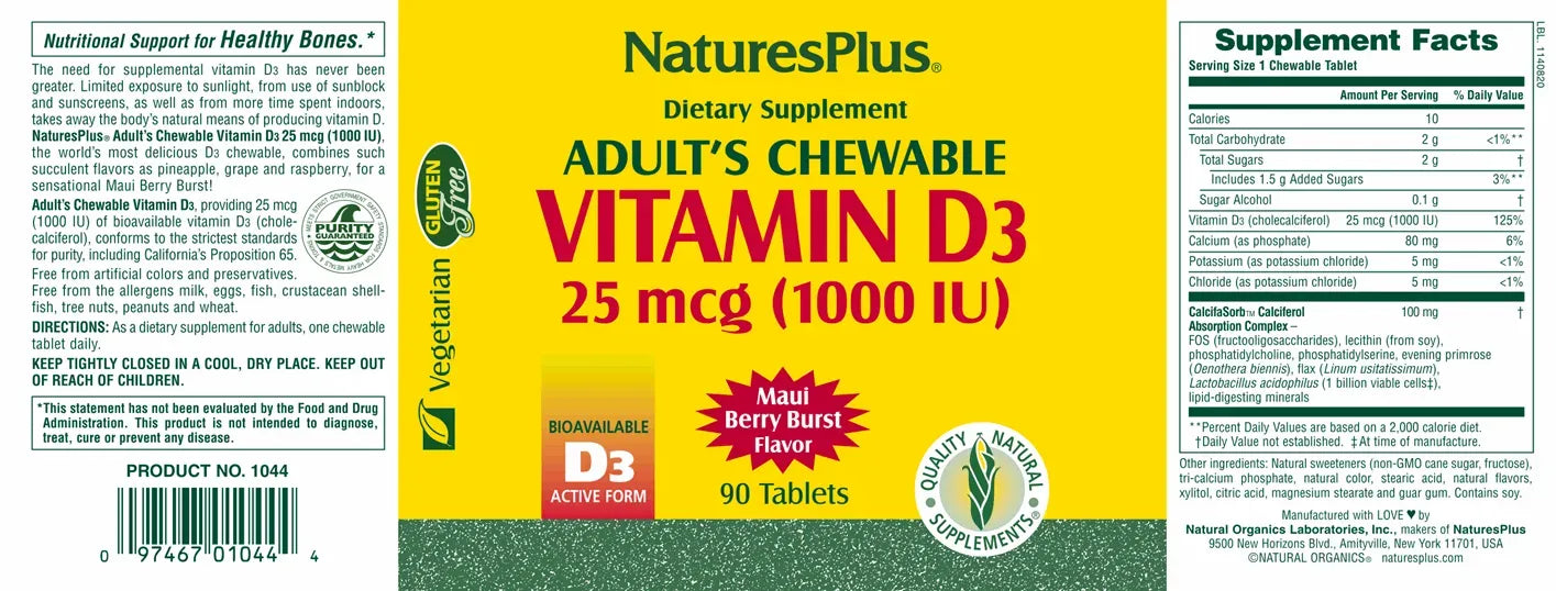 Vitamin D3 1000 IU tablets - 90 Lozenges