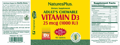 Vitamin D3 1000 IU tablets - 90 Lozenges