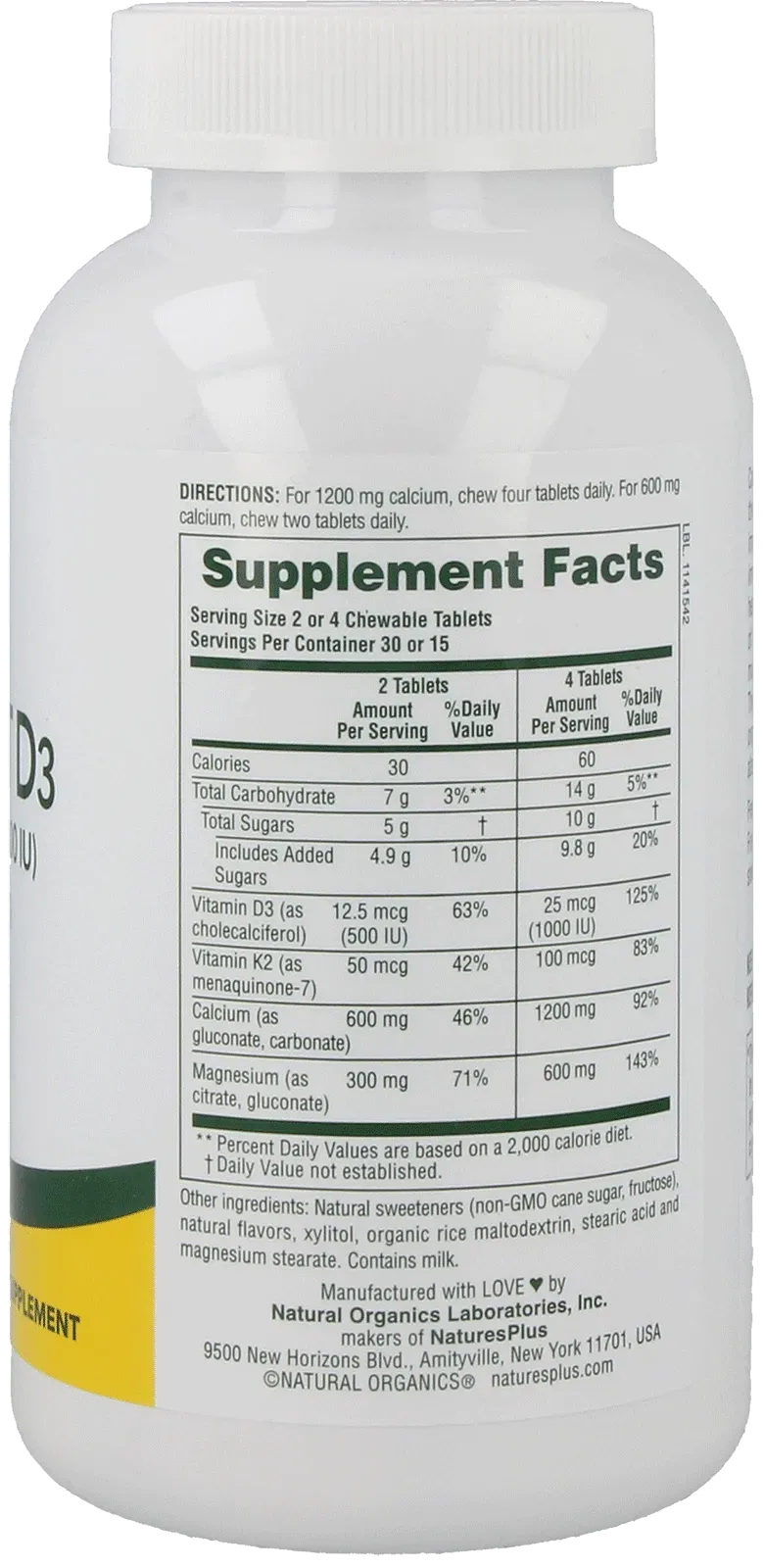 Calcium/Magnesium/Vitamin D3 with Vitamin K2 Vanilla - 60 chewables