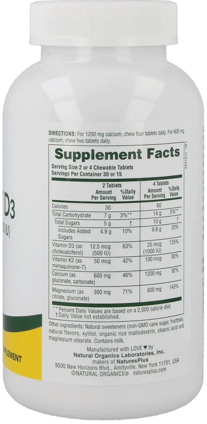 Calcium/Magnesium/Vitamin D3 with Vitamin K2 Vanilla - 60 chewables