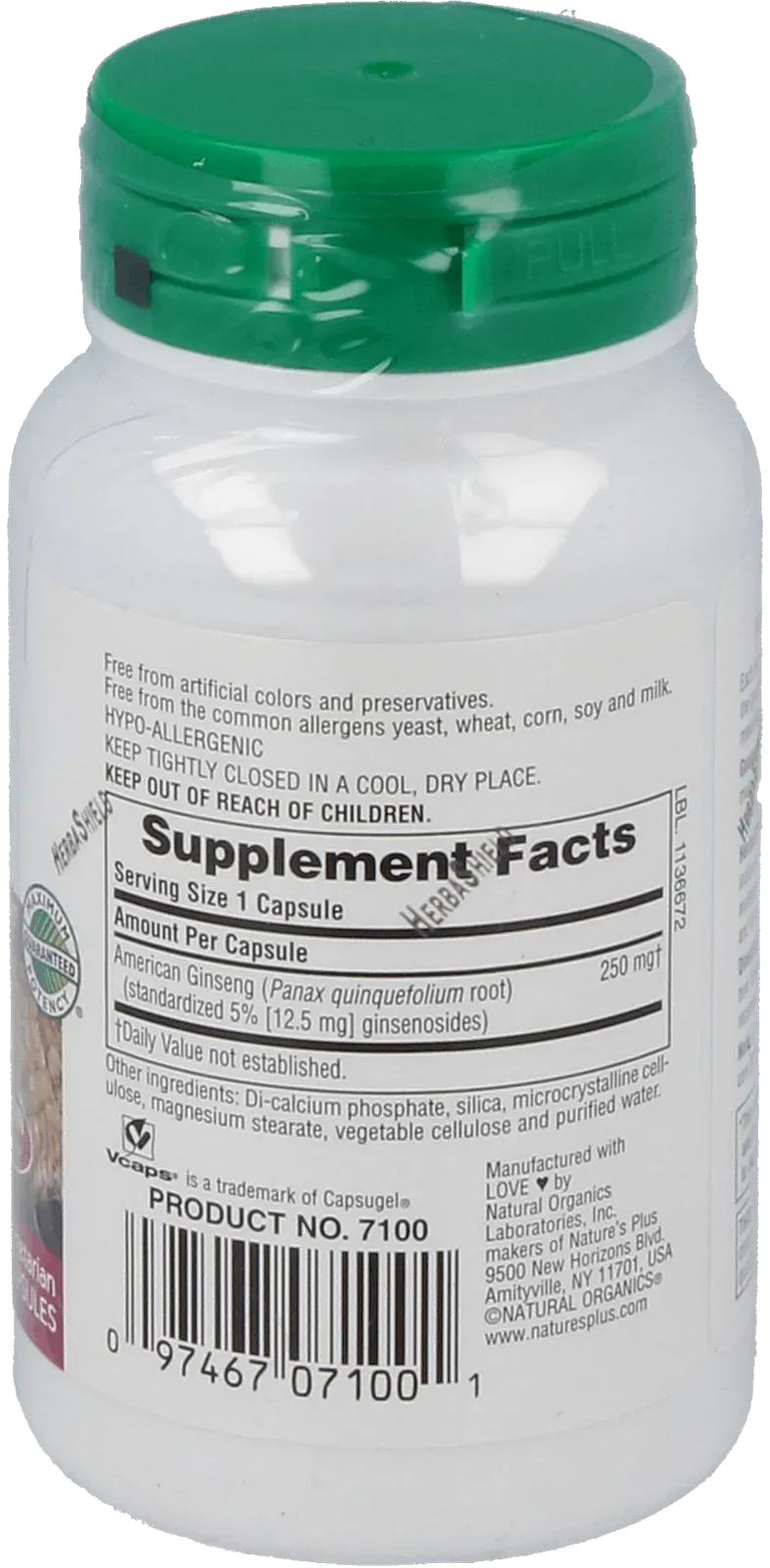 American Ginseng 250 mg - 60 Capsules