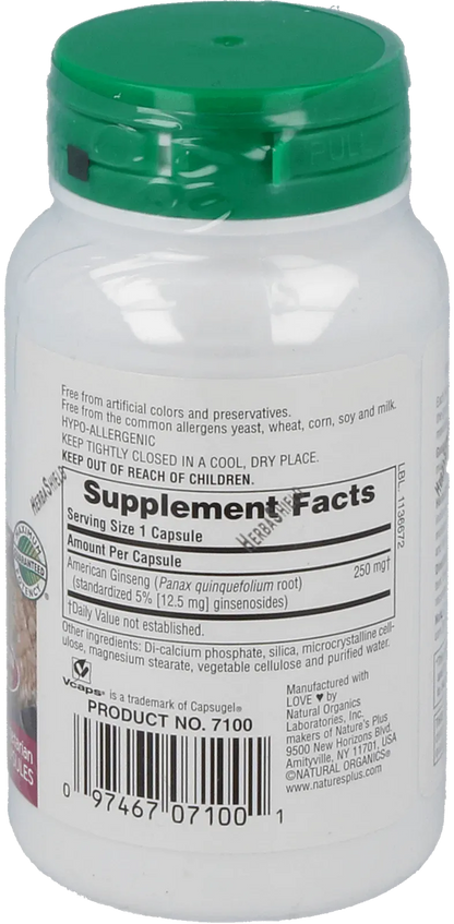 American Ginseng 250 mg - 60 Capsules