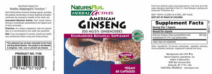 American Ginseng 250 mg - 60 Capsules