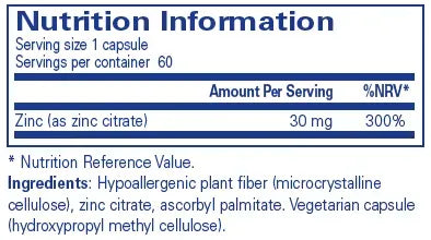 Zinc (citrate) - 60 capsules