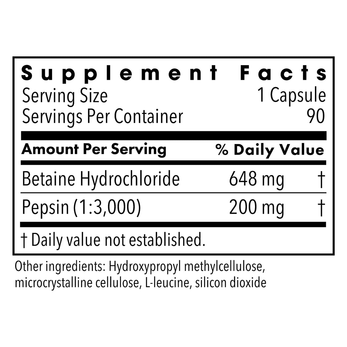 Betaine HCI w-Pepsin - 90 capsules