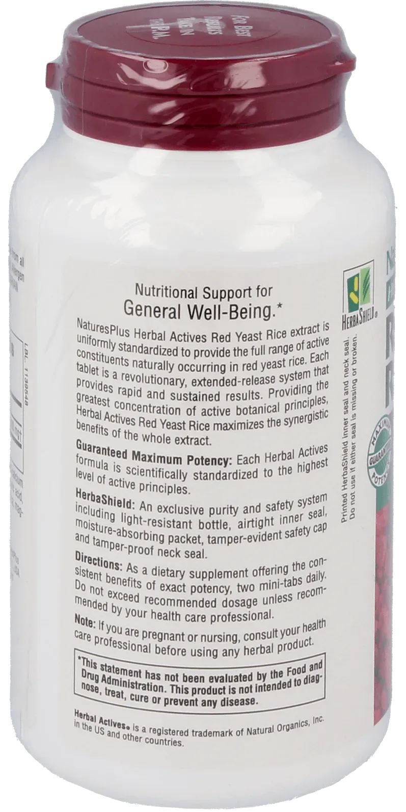 Red Yeast Rice 600 mg Mini Tablets - 60 Mini Tablets