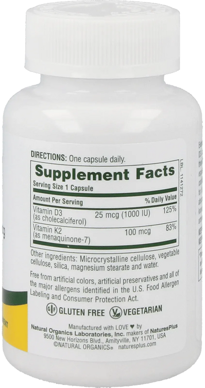 Vitamin D3 1000 IE + Vit. K2 100 mcg, 90 capsules