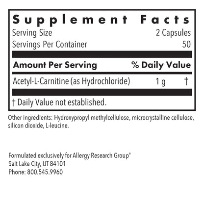 Acetyl-L-Carnitine 500mg - 100 capsules
