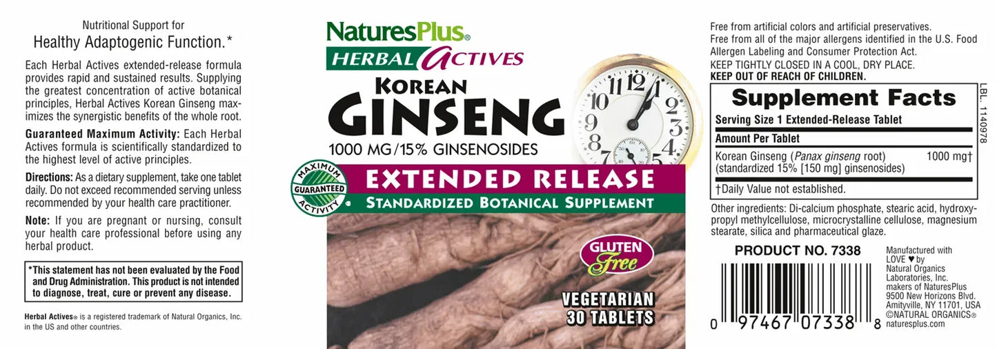 Korean Ginseng 1000 mg - 30 Tablets