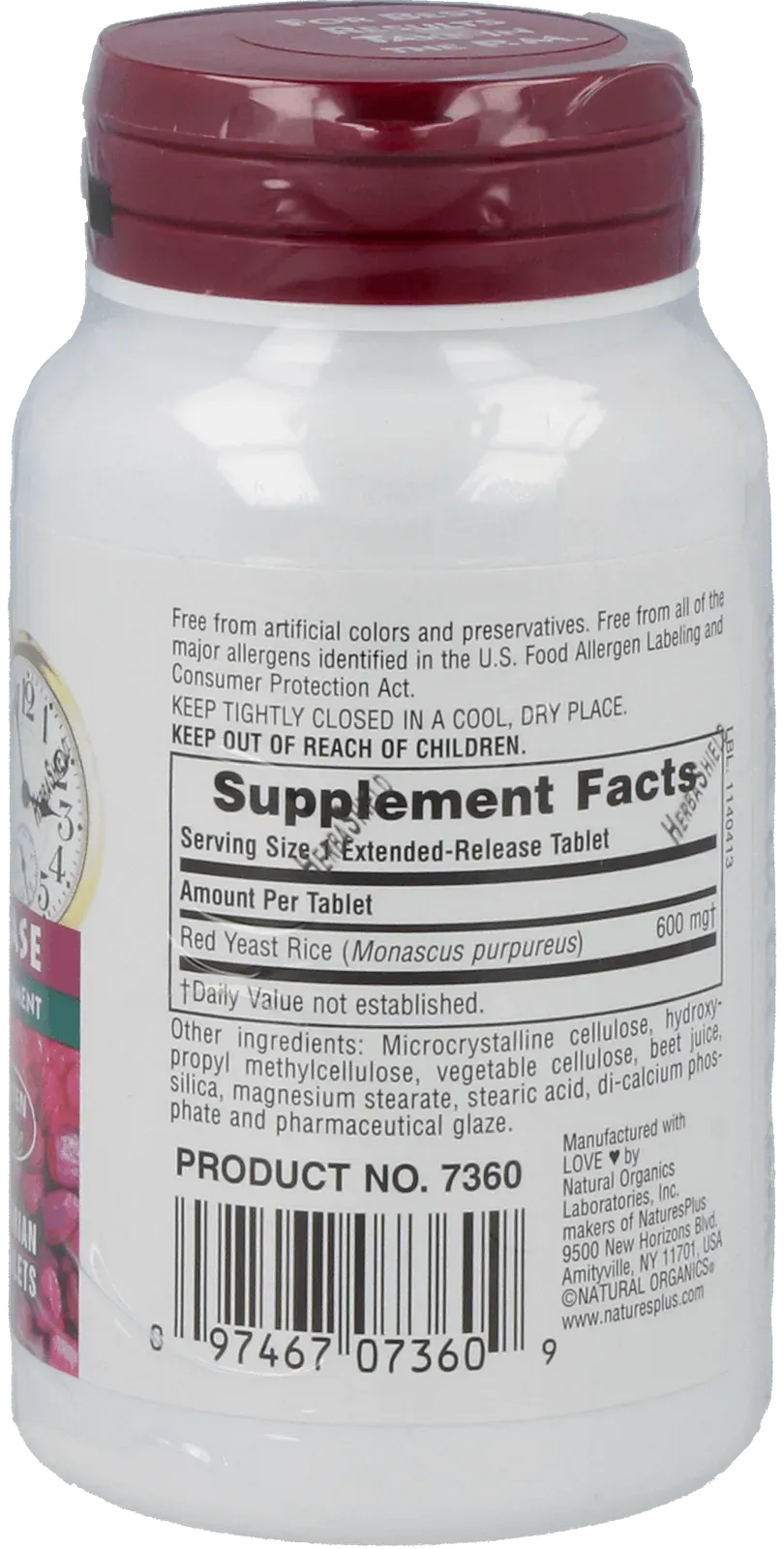 Red Yeast Rice Sustained Release 600mg - 30 Tablets