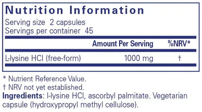 L-Lysine - 90 capsules