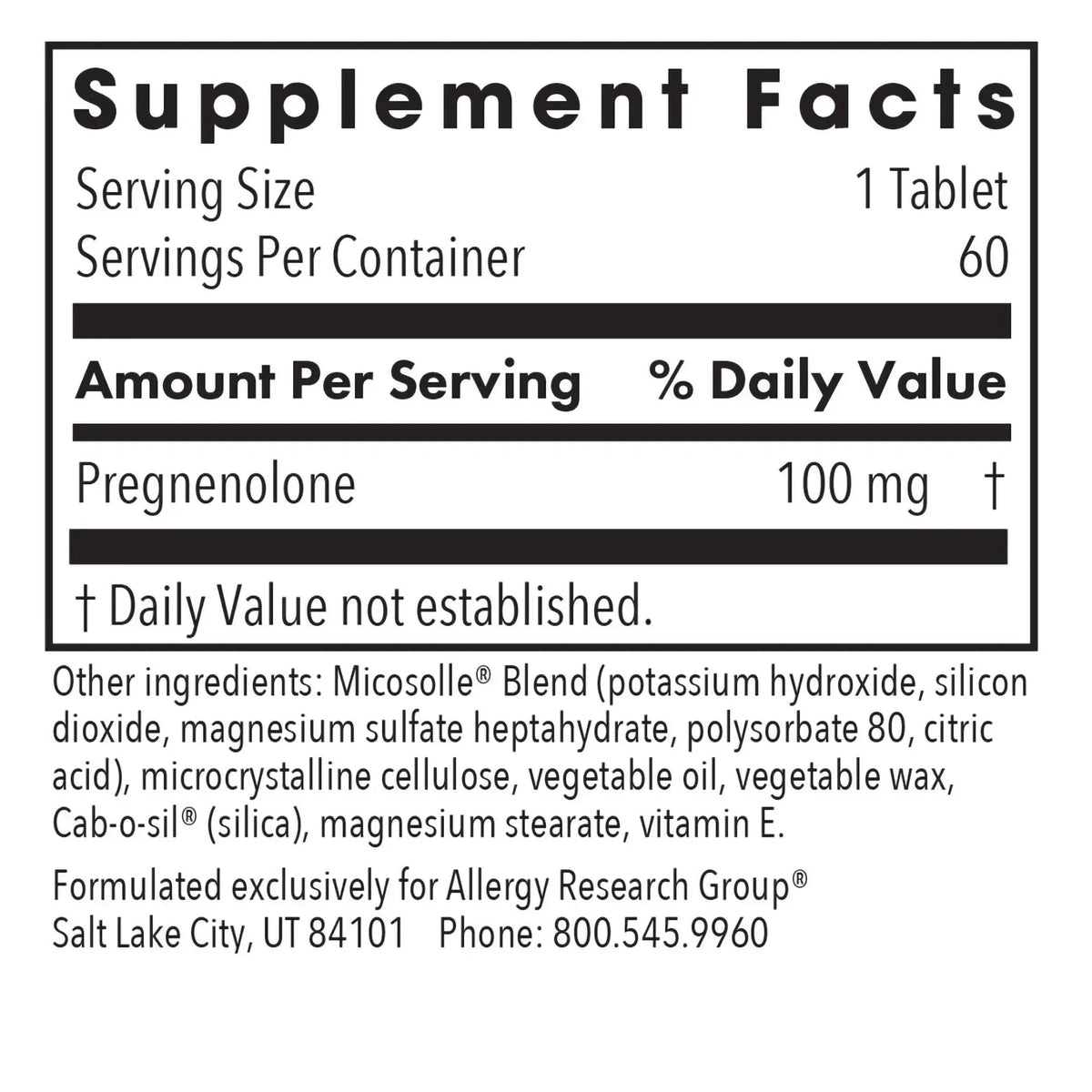 Pregnenolone 100 - 60 tablets