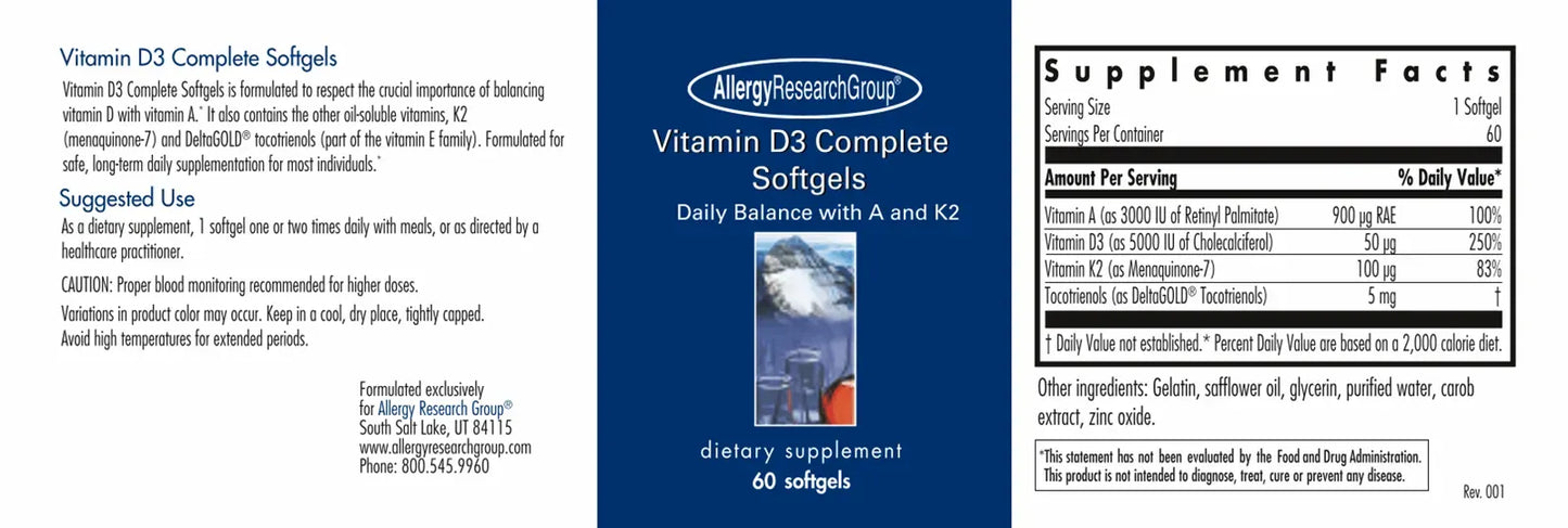 Vitamin D3 Complete Softgels - 60 Softgels