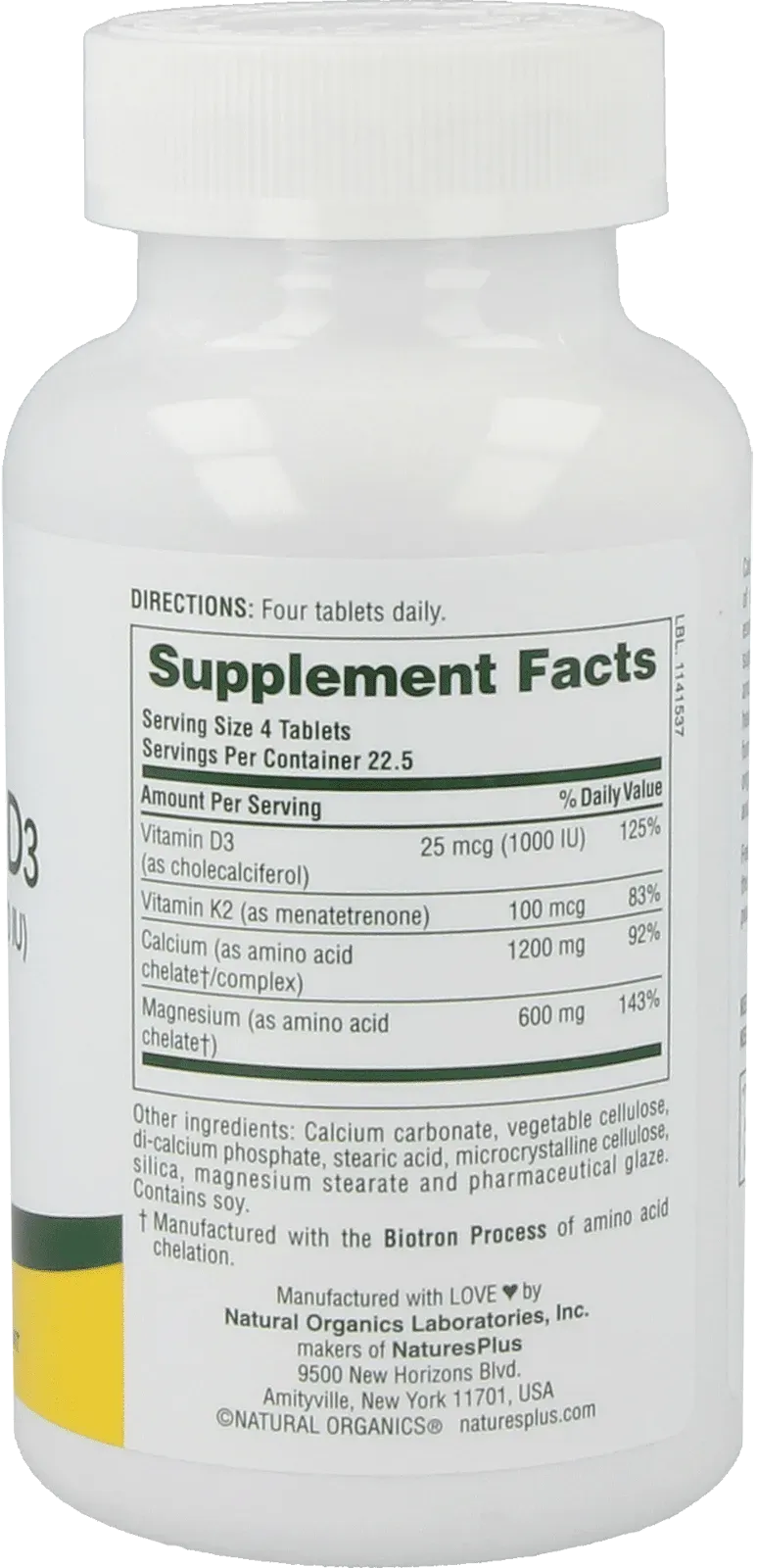 Cal/Mag/Vit. D3 with Vitamin K2 Tabs - 180 Tablets