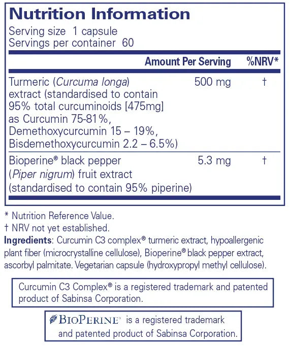 Curcumin 500 with Bioperine® - 60 capsules