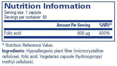 Folic Acid - 60 capsules