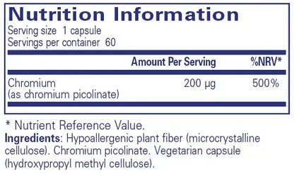 Chromium (picolinate) 200 mcg - 60 capsules