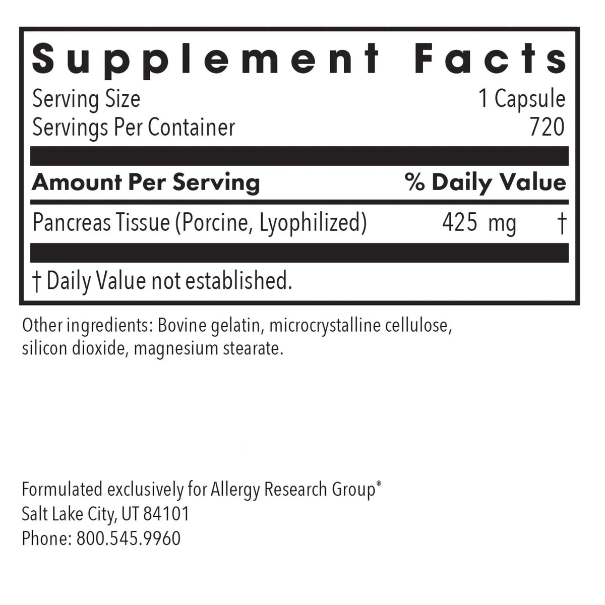 Pancreas Pork - 720 capsules