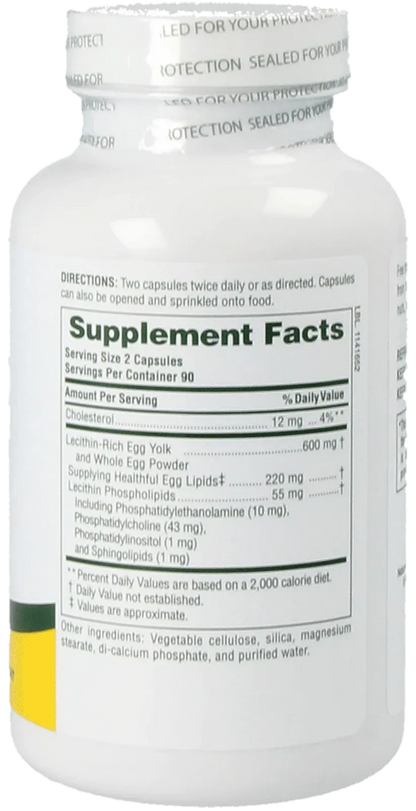 Egg Yolk Lecithin 600 mg - 180 Capsules