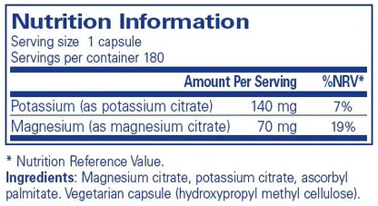 Potassium Magnesium (citrate) - 180 capsules