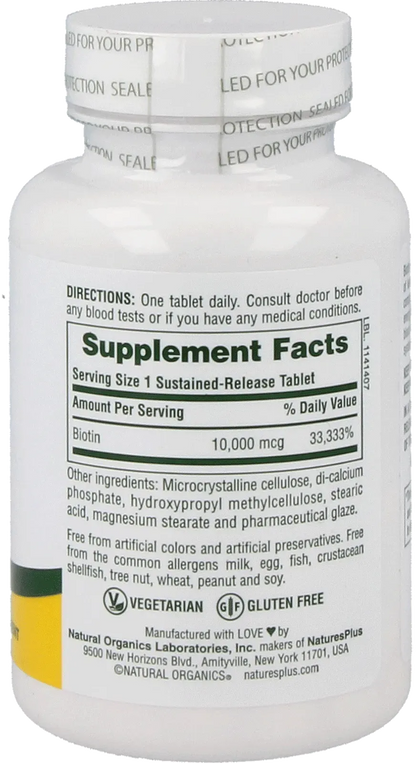 Biotin 10,000 mcg - 90 tablets
