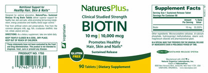 Biotin 10,000 mcg - 90 tablets