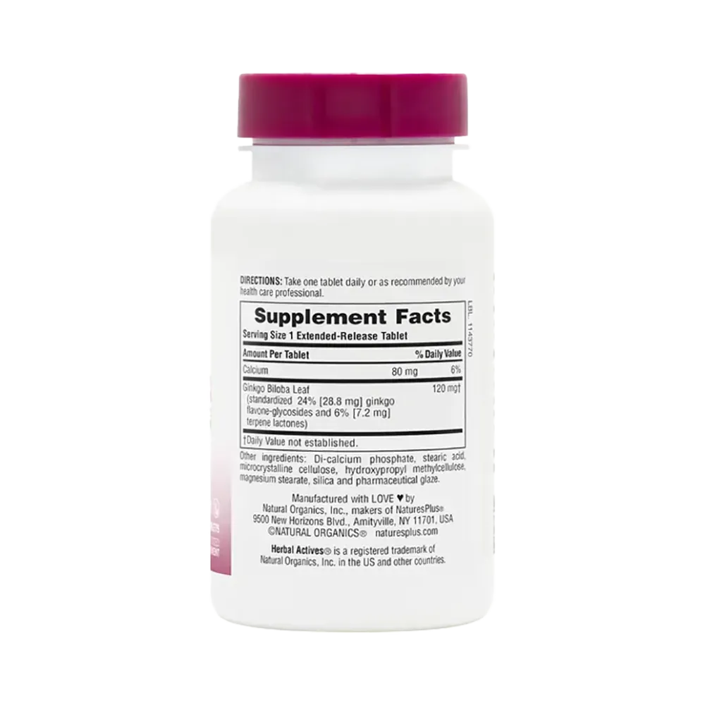 Herbal Actives Ginkgo Biloba Extended Release - 60 tablets