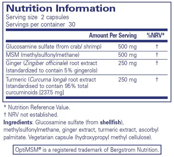 Glucosamine/ MSM with Ginger & Turmeric - 60 capsules