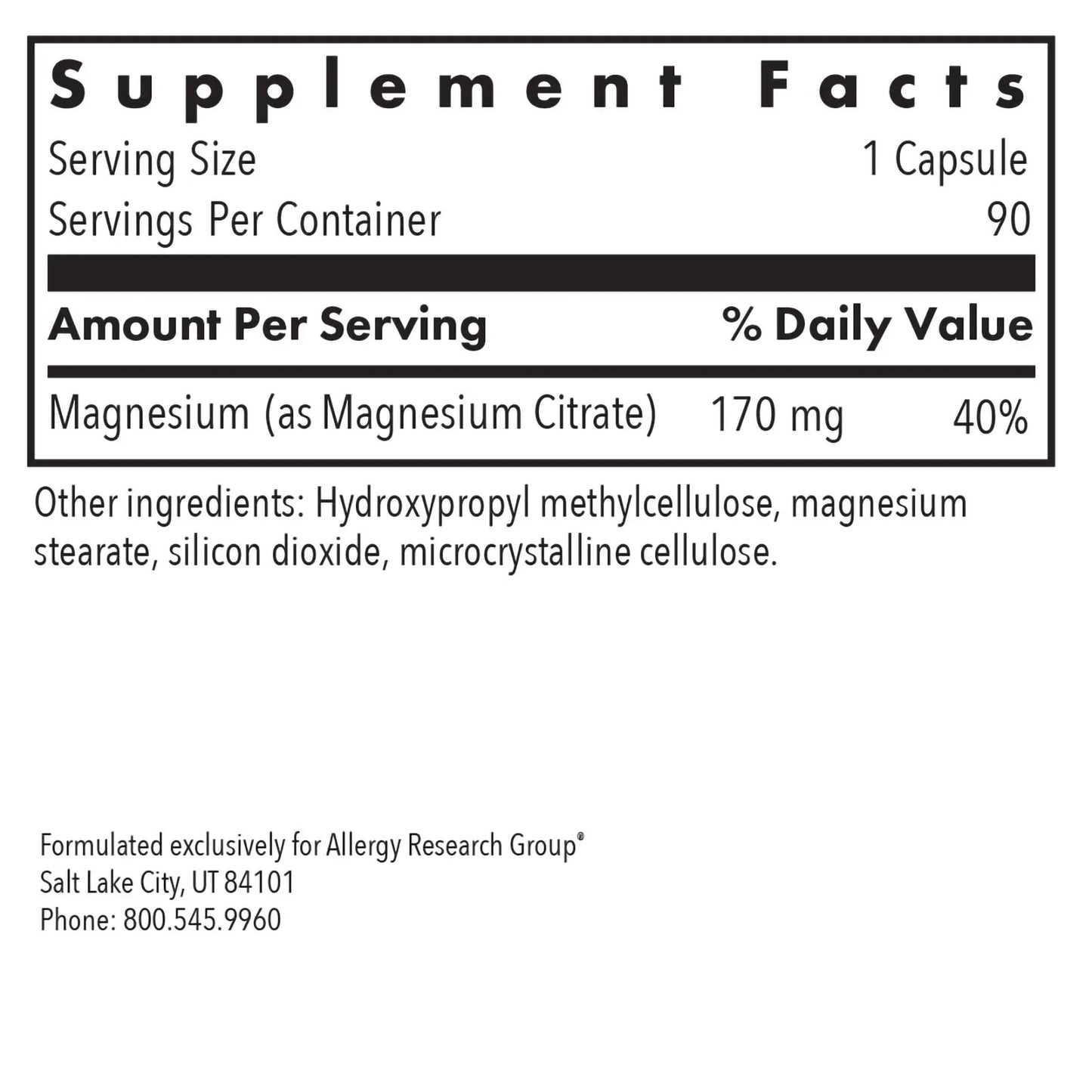 Magnesium Citrate - 90 capsules